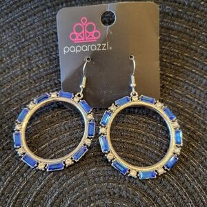 Paparazzi Sapphire Blue and Silver Circle Earrings